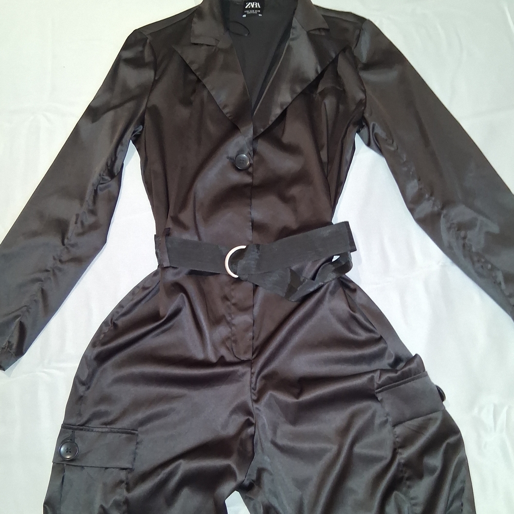 Zara Black Satin Jumpsuit